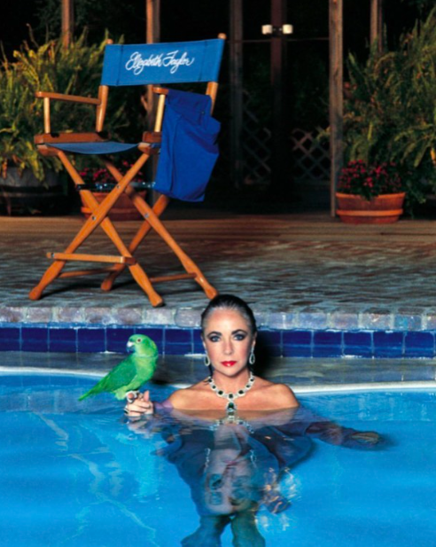 Η Elizabeth Taylor φωτογραφήθηκε από τον Helmut Newton, Λος Άντζελες, 1985. Το κολιέ είναι Bulgari και ήταν. ένα δώρο από τον Richard Burton. Photo: Instagram/lizlangeofficial